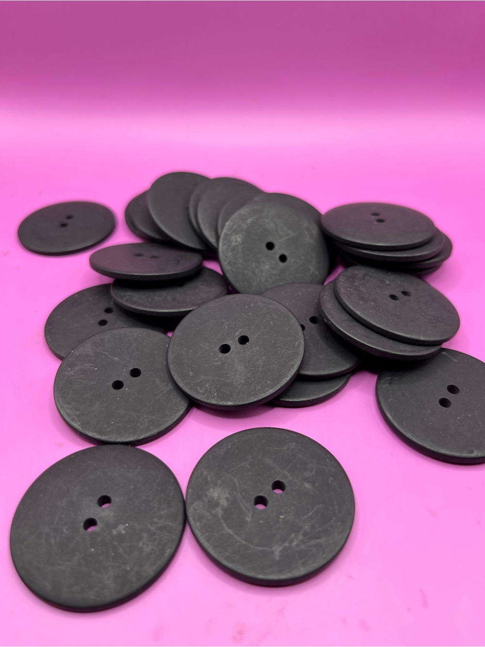 Vintage Black Two-Hole Button Set for Apparel and Crafts